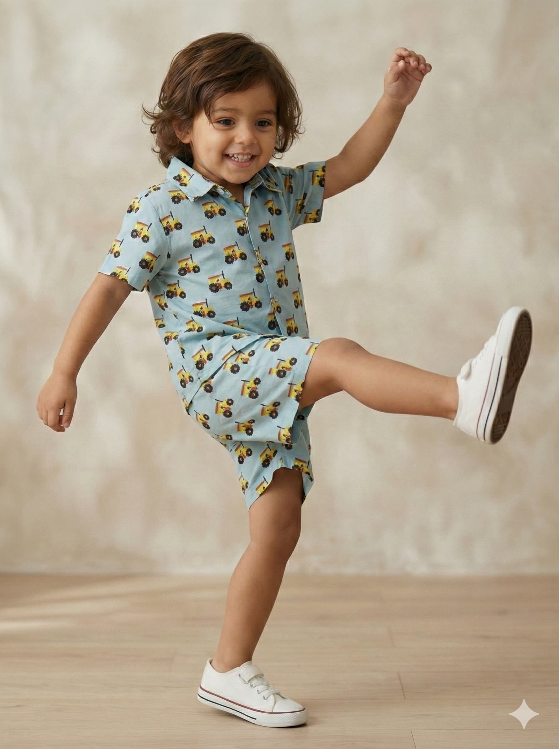 Blue tractor print coord set - Image 2