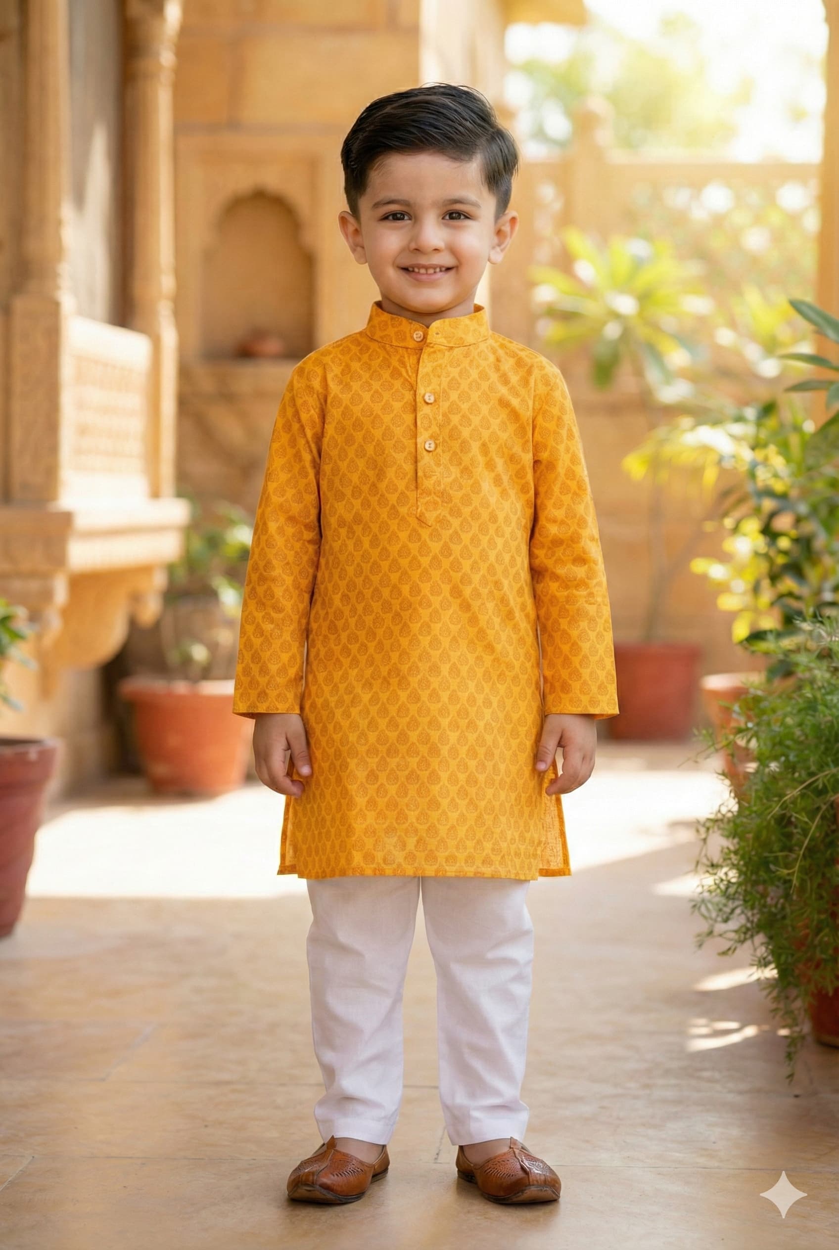 Yellow dual beam kurta pyjama - Image 2