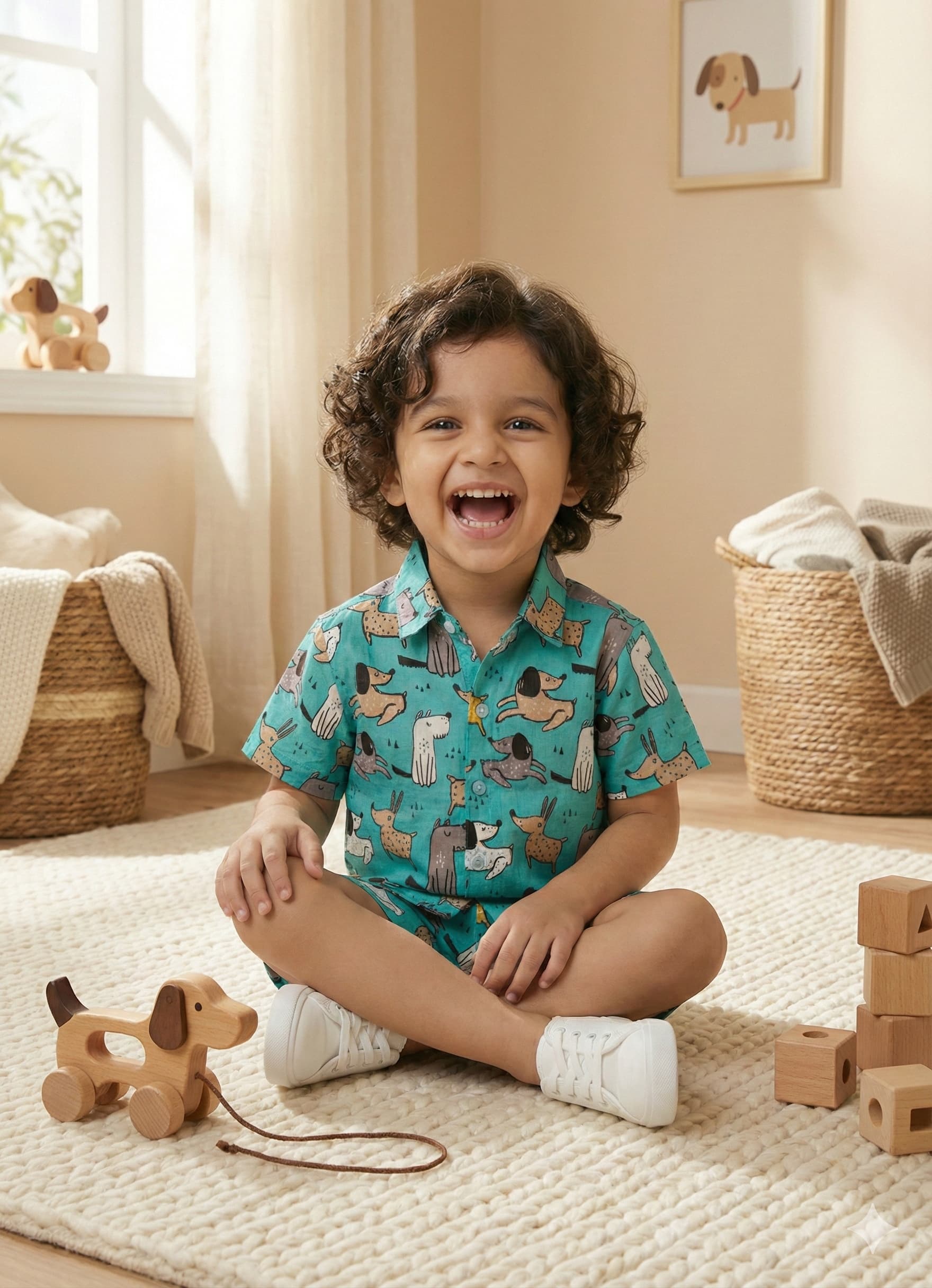 Blue dog print coord set - Image 2