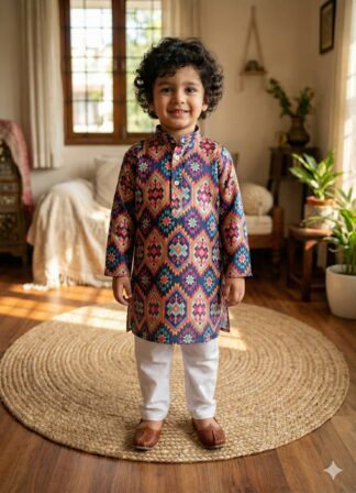 Royal ikkat silk kurta pyjama