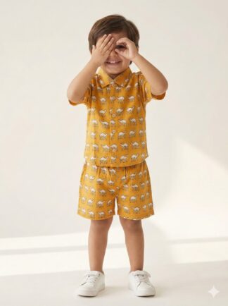 Orange camel printed coord set