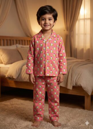 Pink elephant print night suit