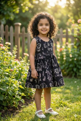 Black dabu print frock