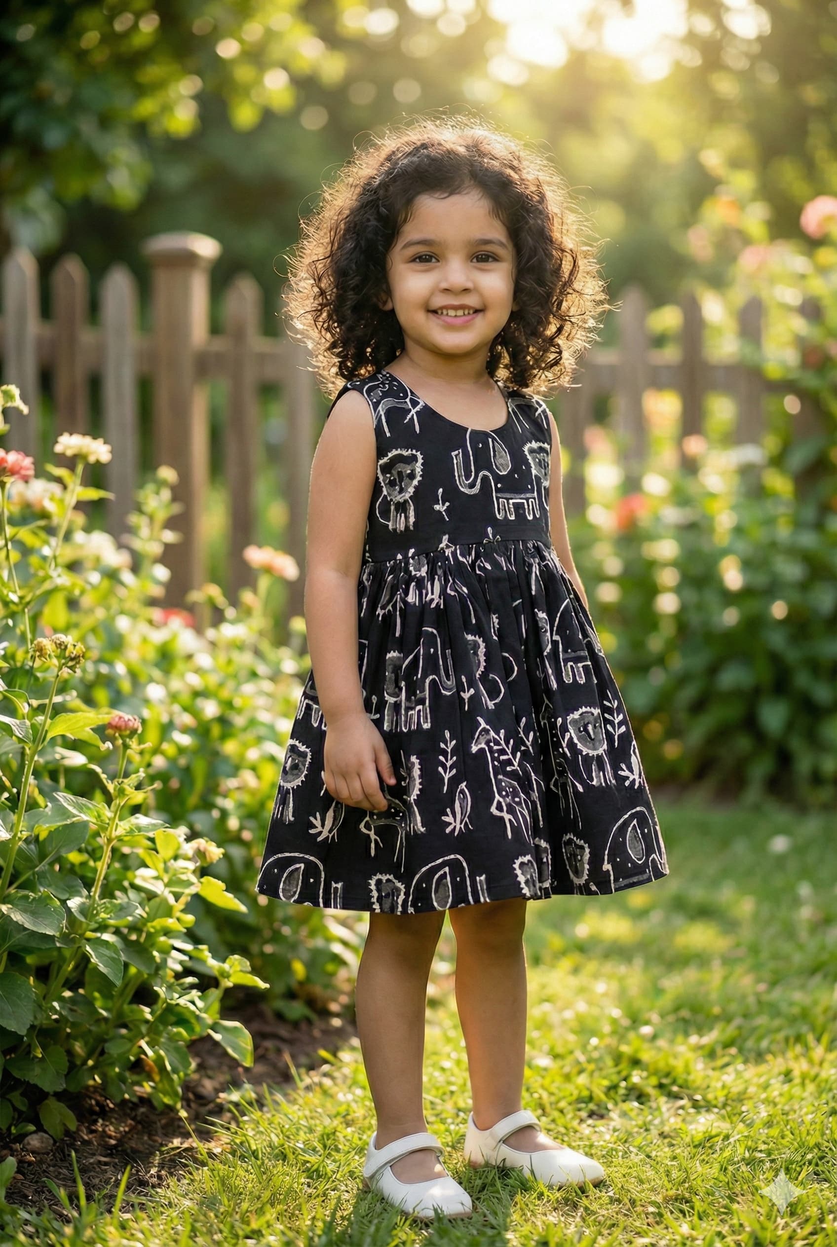Black dabu print frock