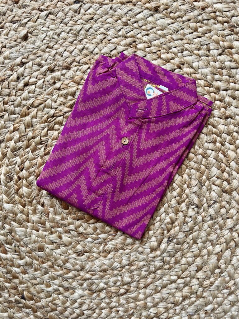 Purple zig zag dual beam cotton kurta pyjama - Image 3