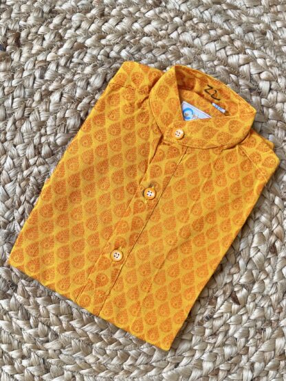 Yellow dual beam kurta pyjama - Image 3