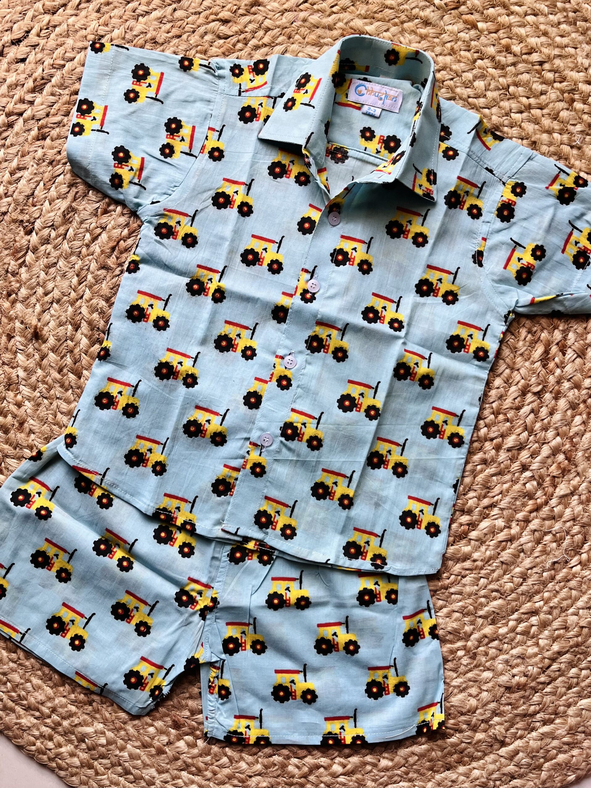 Blue tractor print coord set - Image 3