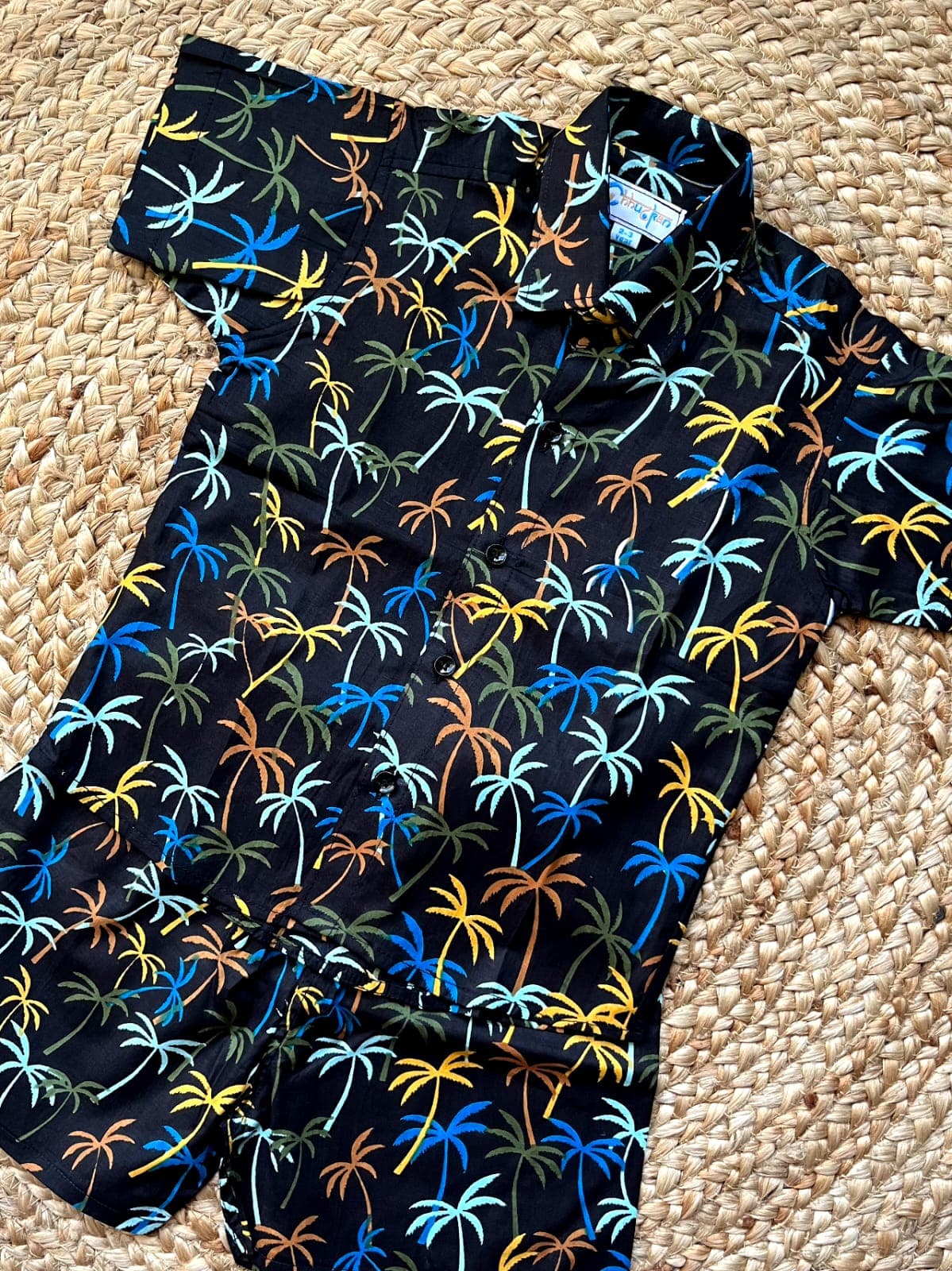 Black palm tree print coord set - Image 3