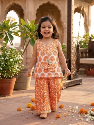 Sunny saffron plazo set