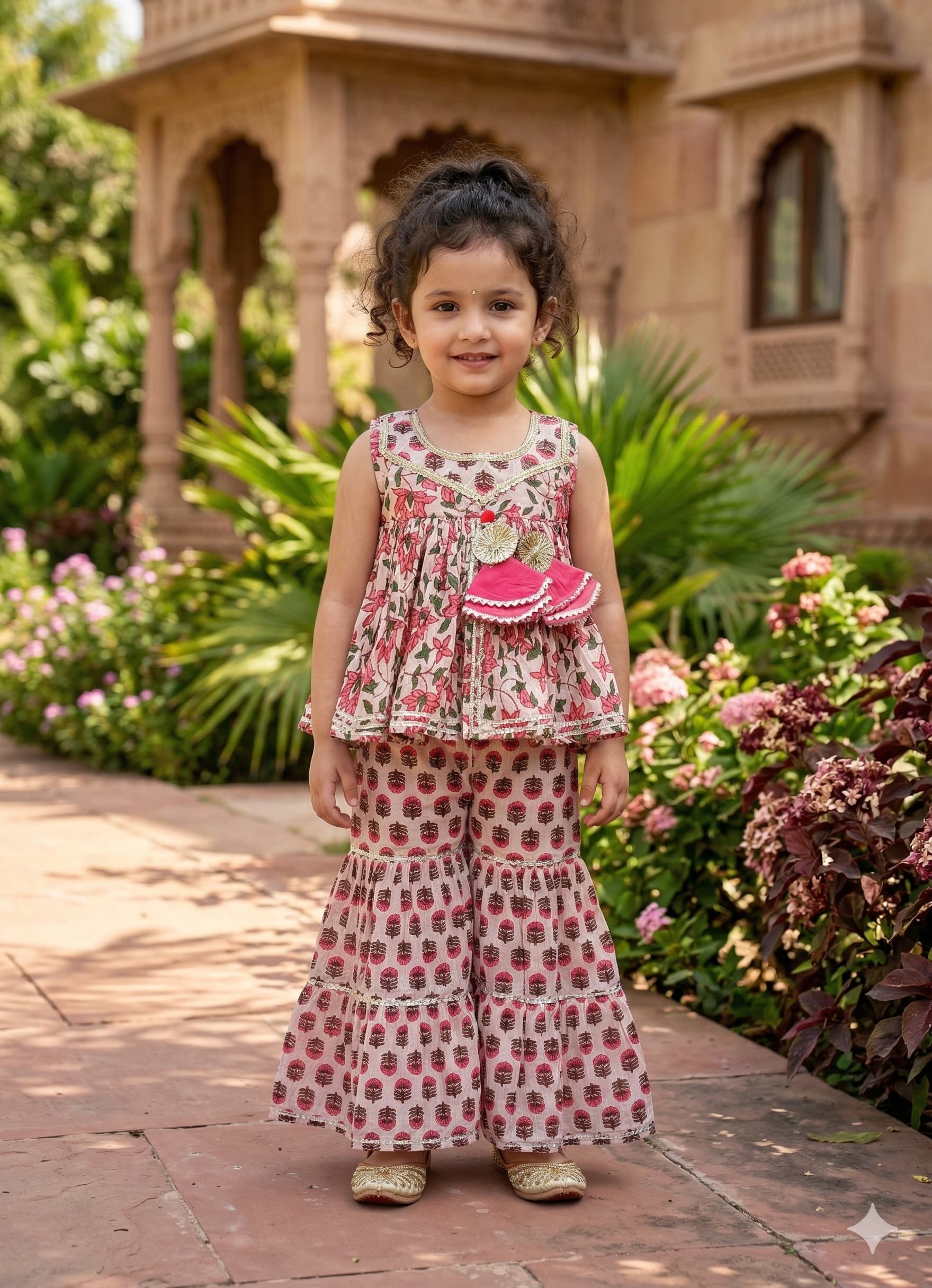 Pink petal princess sharara set