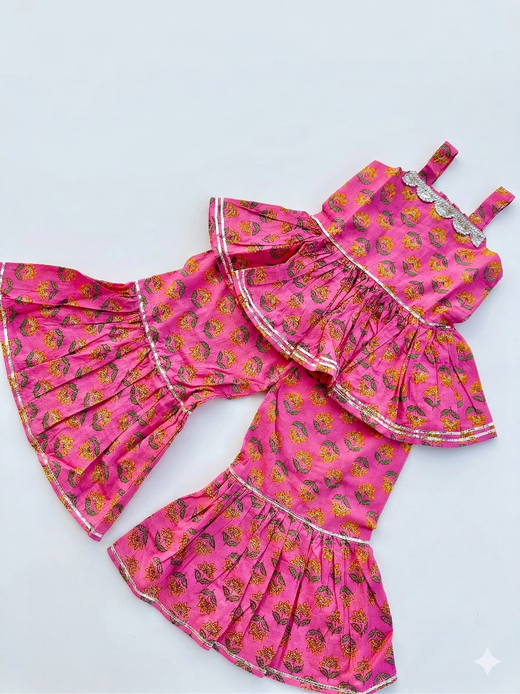 Pink sharara with yellow flowers - Image 3