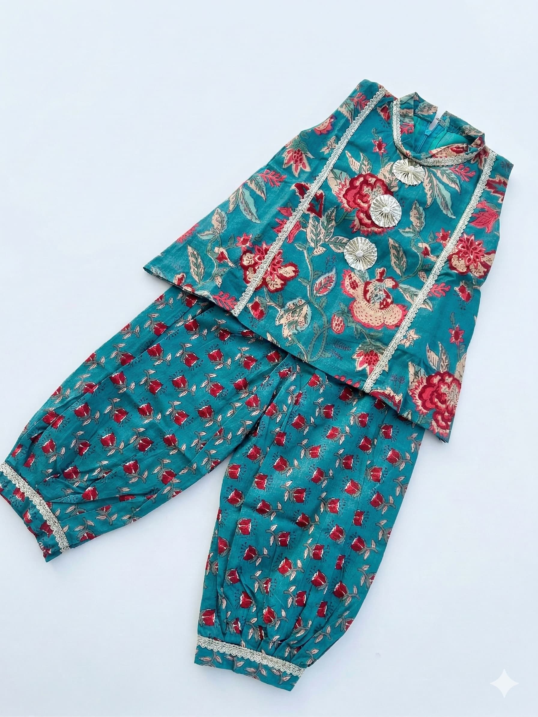 Green cherry blossom afgani set - Image 3