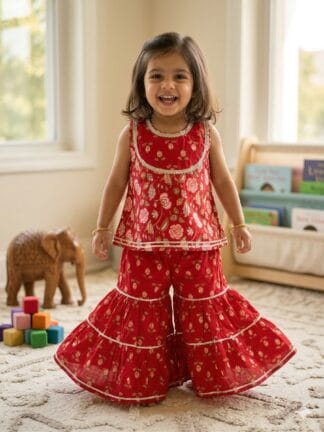 Red rose garden sharara set