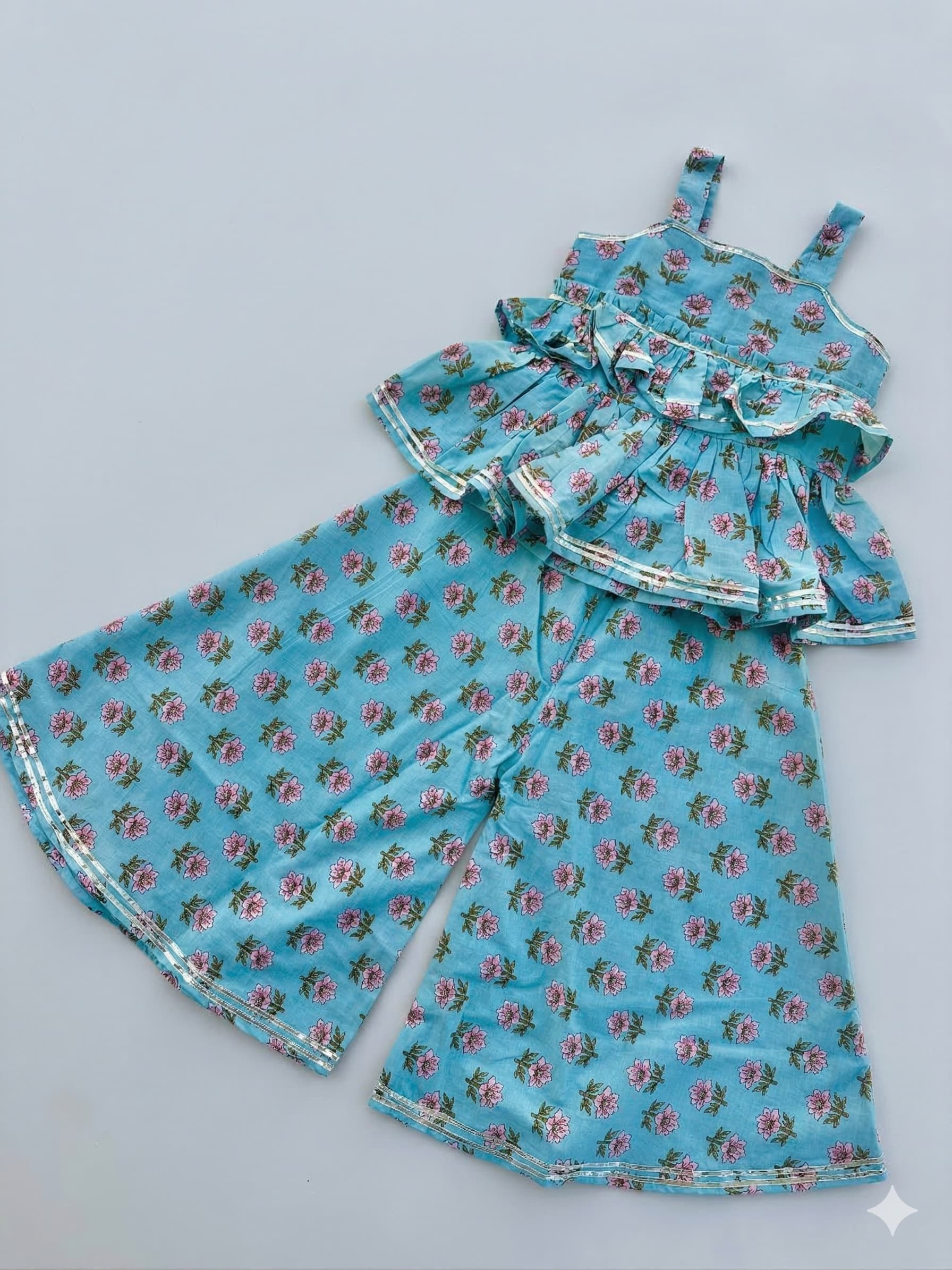 Blue floral plazo set - Image 3