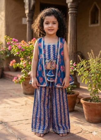 Royal blue buti plazo set