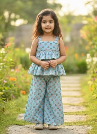 Blue floral plazo set