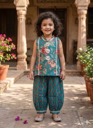 Green cherry blossom afgani set