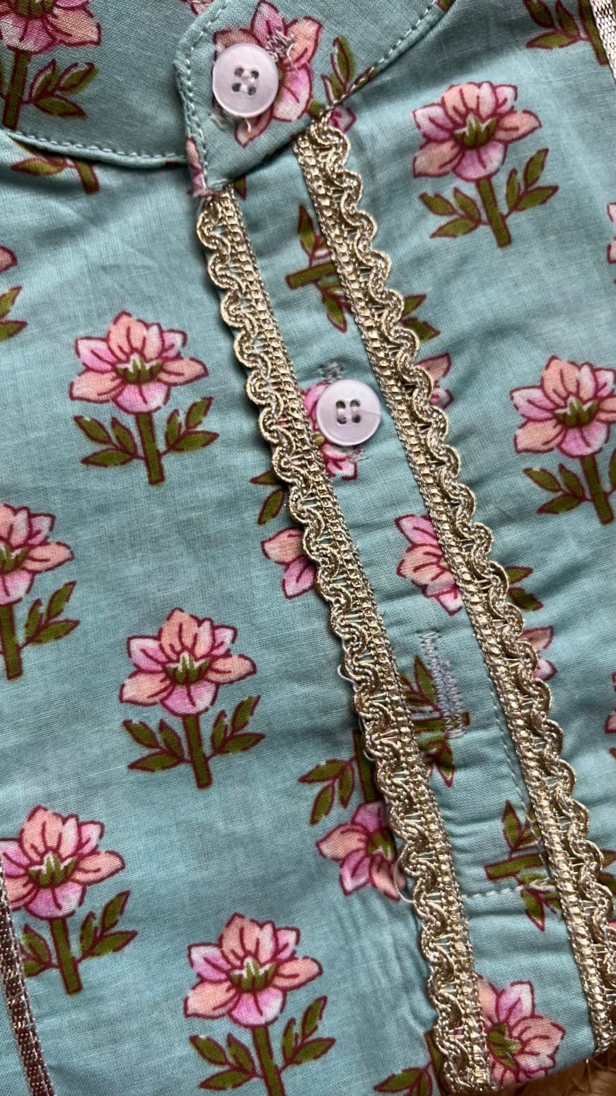 Blue floral kurta pyjama set - Image 4