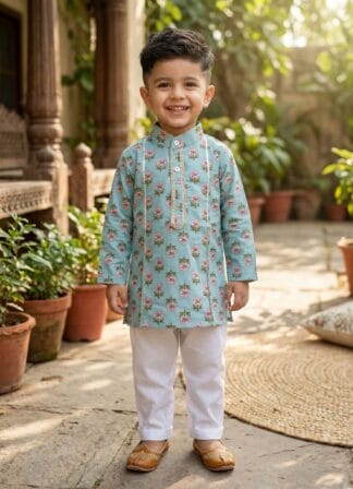 Blue floral kurta pyjama set