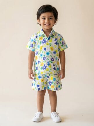 White flower print coord set