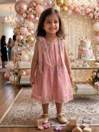 Peach embroidered petal tunic