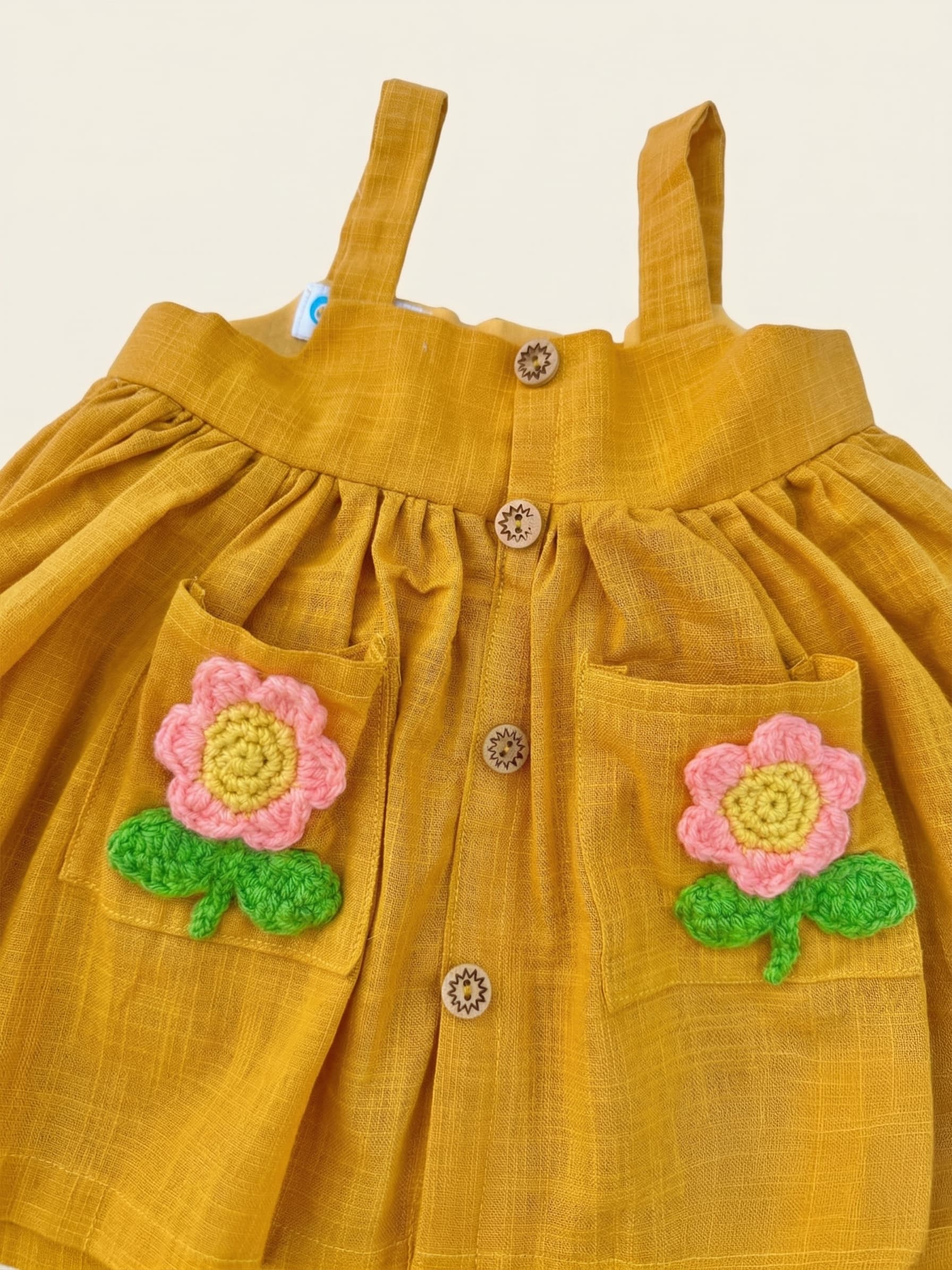 Mustard meadow two piece with crochet flowers - Image 4