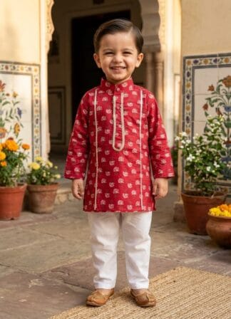 Royal pink blossom kurta pyjama set