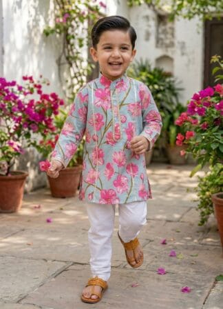 Firozi rosy kurta pyjama set