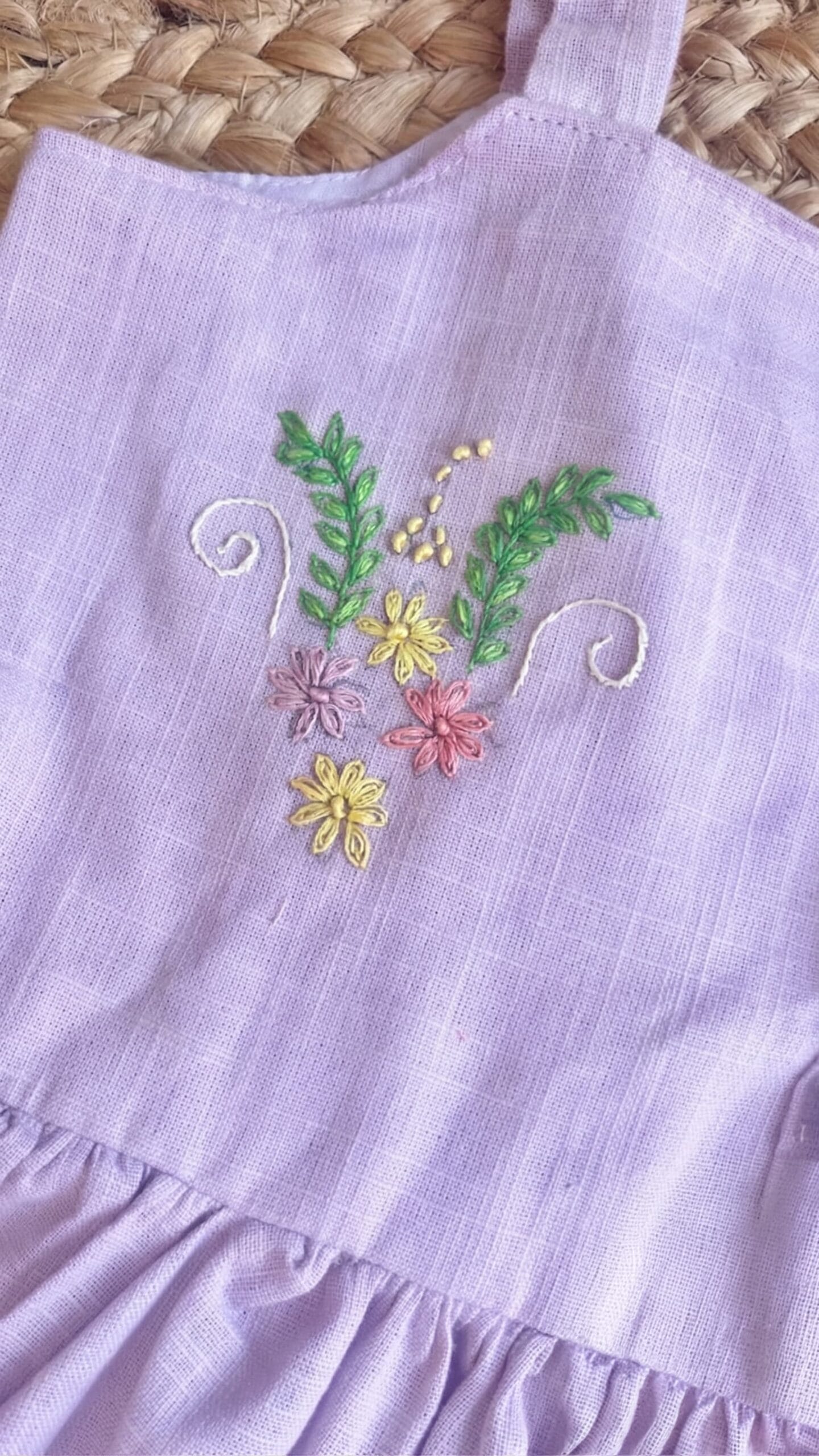 Lavender embroidered bloom frock - Image 4