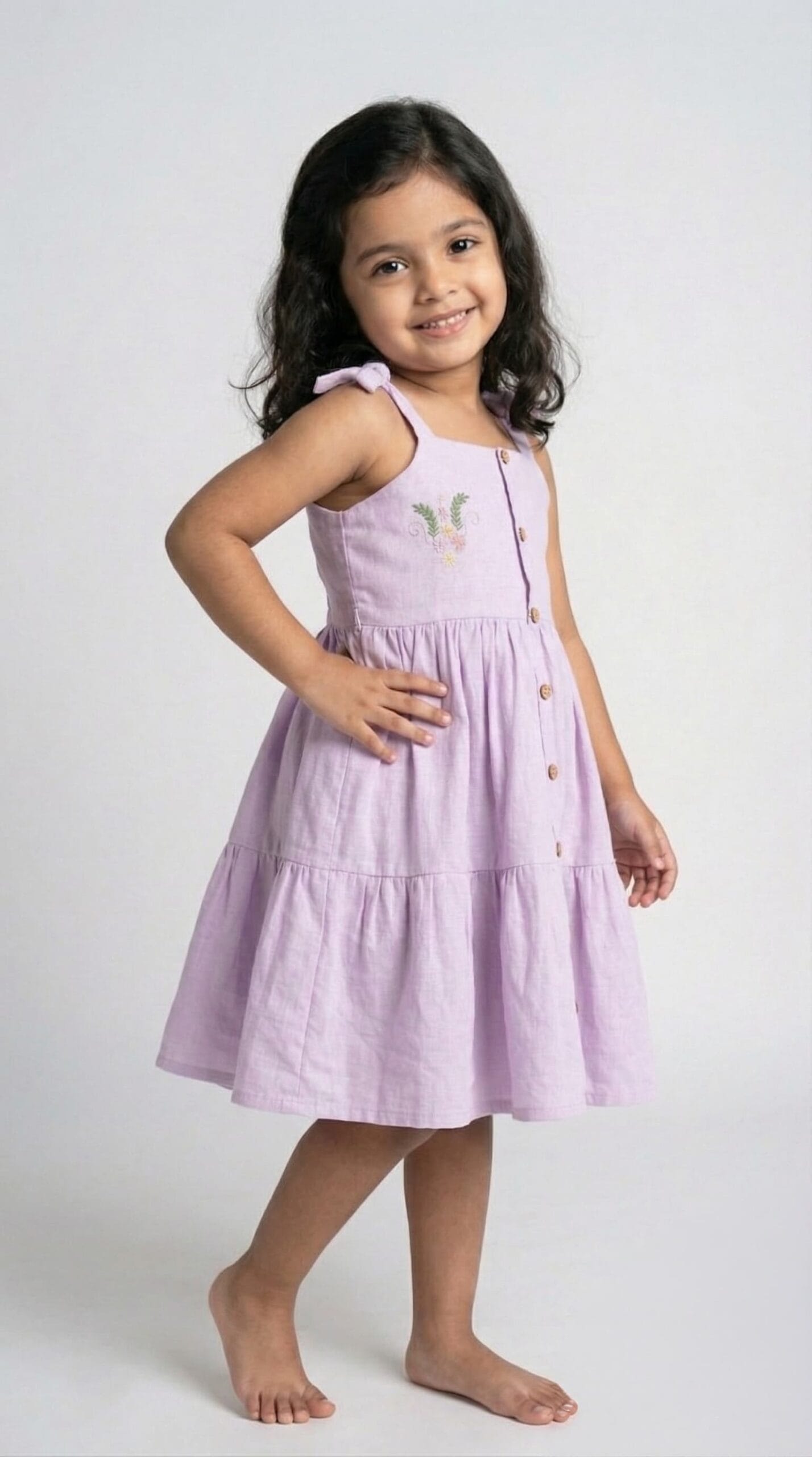 Lavender embroidered bloom frock - Image 2