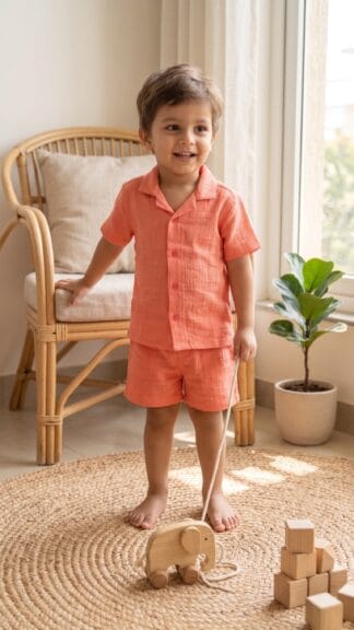 Classic peach cotton coord set