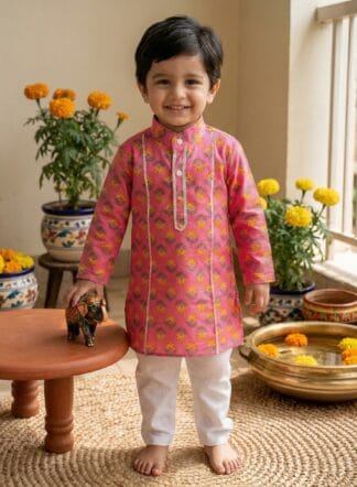 Pink floral kurta pyjama set