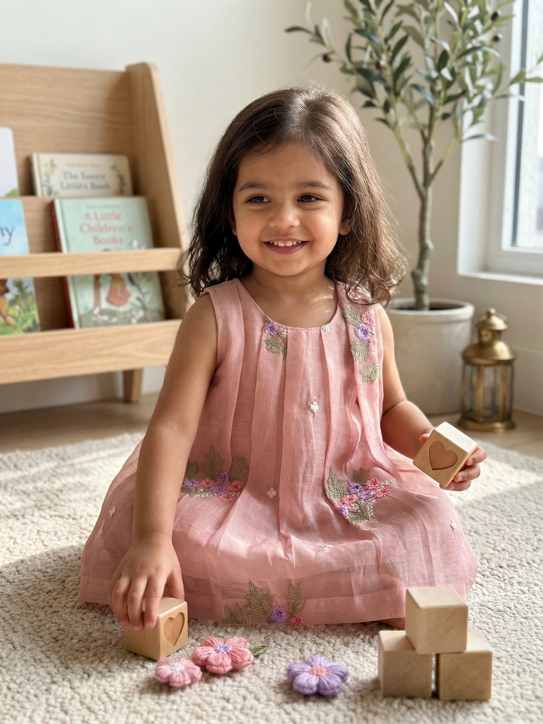 Peach embroidered petal tunic - Image 2