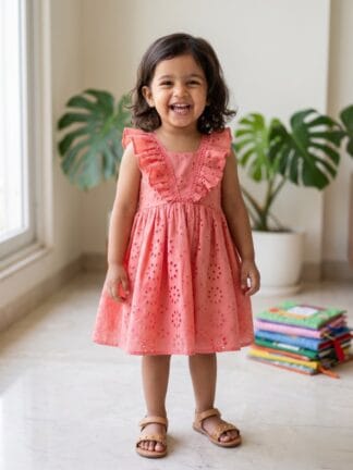 Peach blossom ruffle dress
