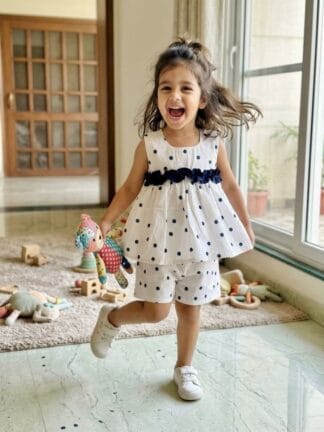 Black and white polka dot short set
