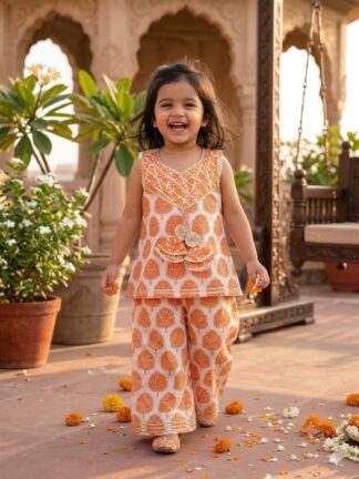Sunny saffron printed plazo set