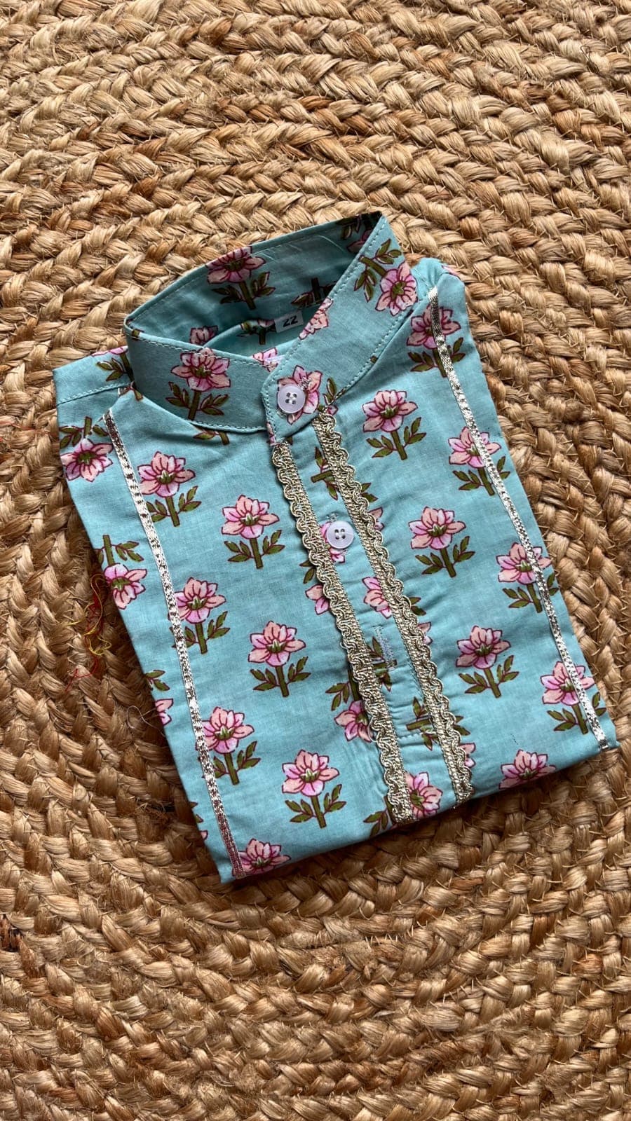 Blue floral kurta pyjama set - Image 5