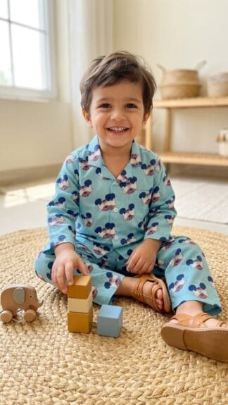 Blue mickey mouse print night suit