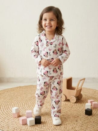 White mickey mouse print night suit