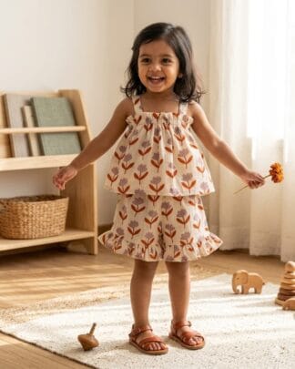 Floral print ruffle short set