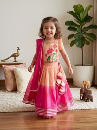 Lotus bloom hand painted lehenga