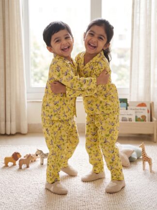 Yellow zebra print night suit