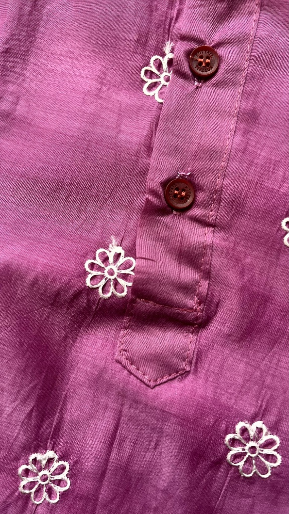 Purple chanderi festive kurta pyjama set - Image 4