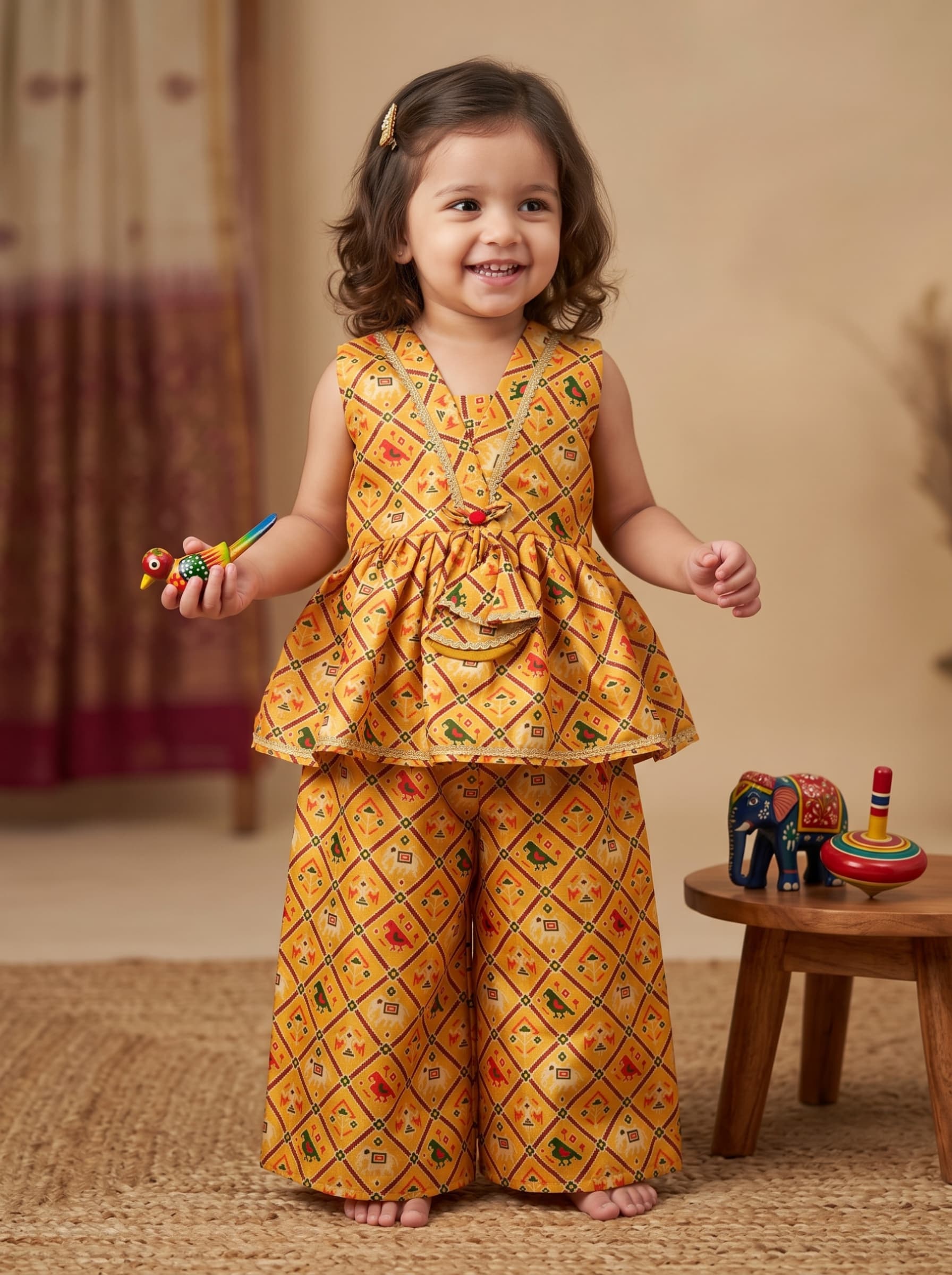 Yellow patola printed festive plazo set