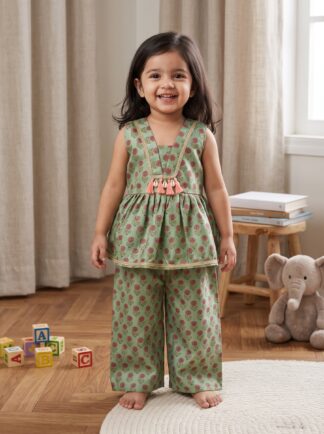 Sage blossom festive plazo set