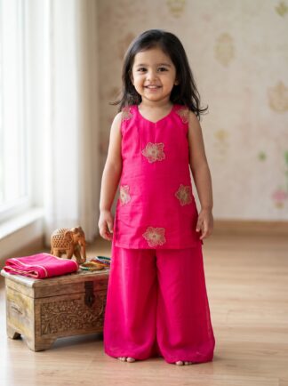 Pink blossom festive plazo set