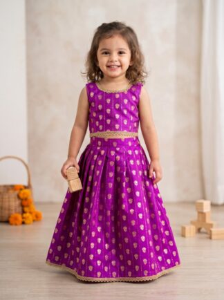 purple chinnon lehenga with zari blouse
