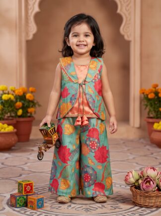 Little lotus fusion jacket pattern plazo set
