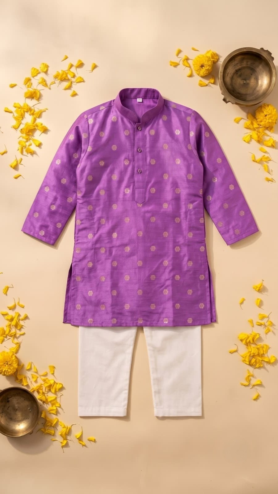 Purple festive kurta pyjama set - Image 3