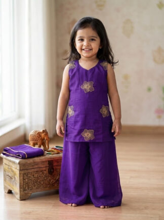 Purple blossom festive plazo set